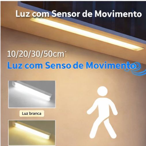 Lâmpada LED com Sensor de Movimento – Luz Automática para Armários e Corredores