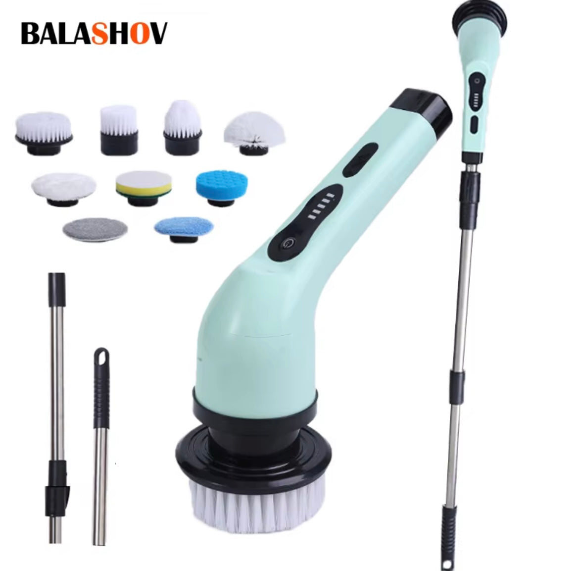 Escova Elétrica de Limpeza 9 em 1 Recarregável – Limpeza Profunda Sem Esforço
