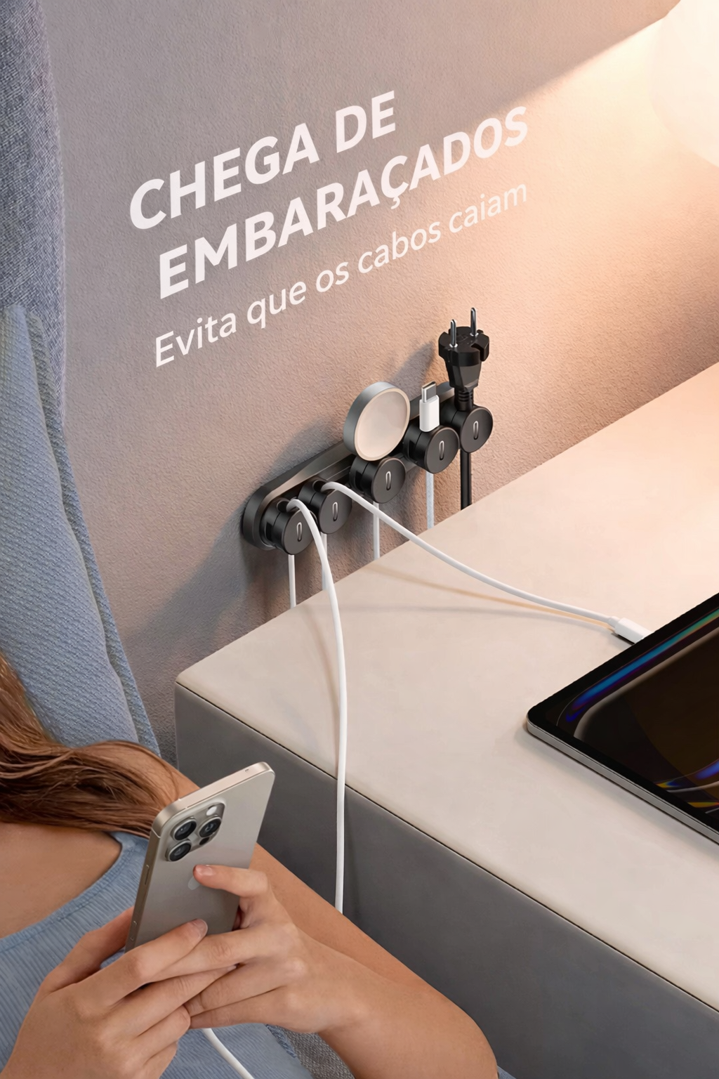 Organizador Magnético de Cabos – Mesa Sempre Organizada