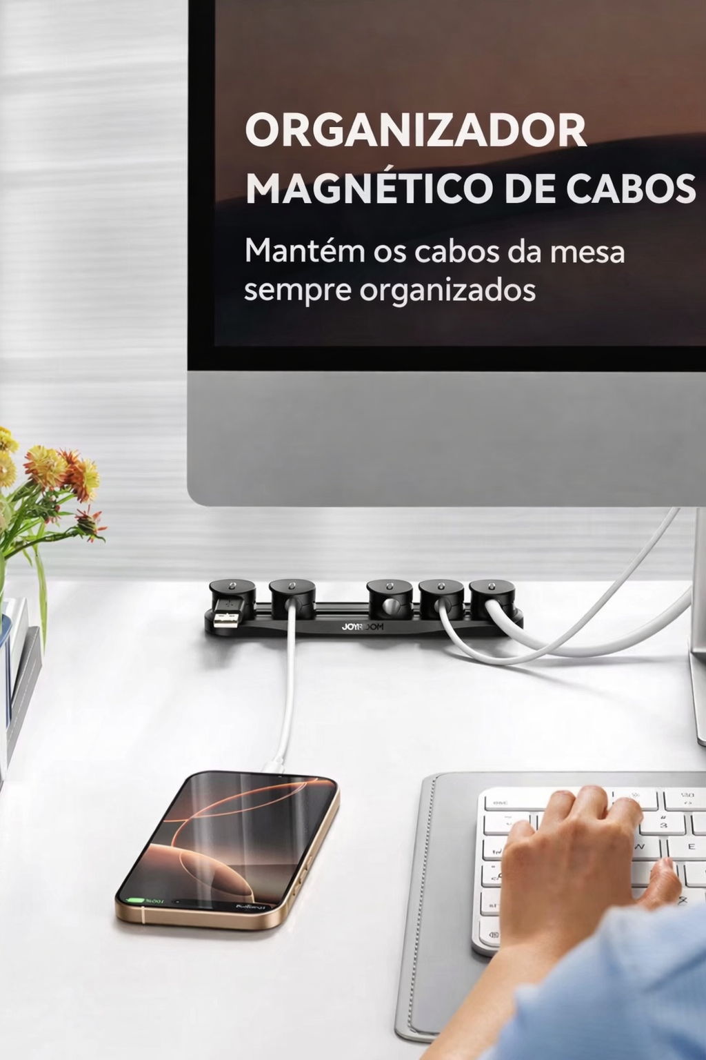 Organizador Magnético de Cabos – Mesa Sempre Organizada