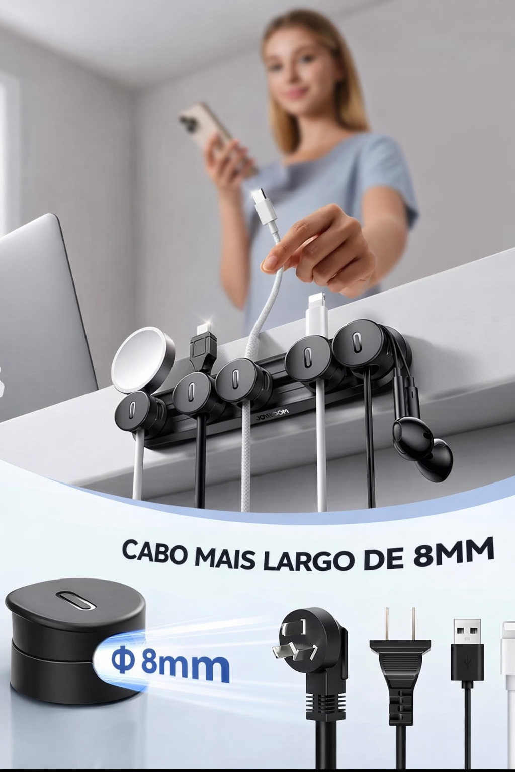 Organizador Magnético de Cabos – Mesa Sempre Organizada