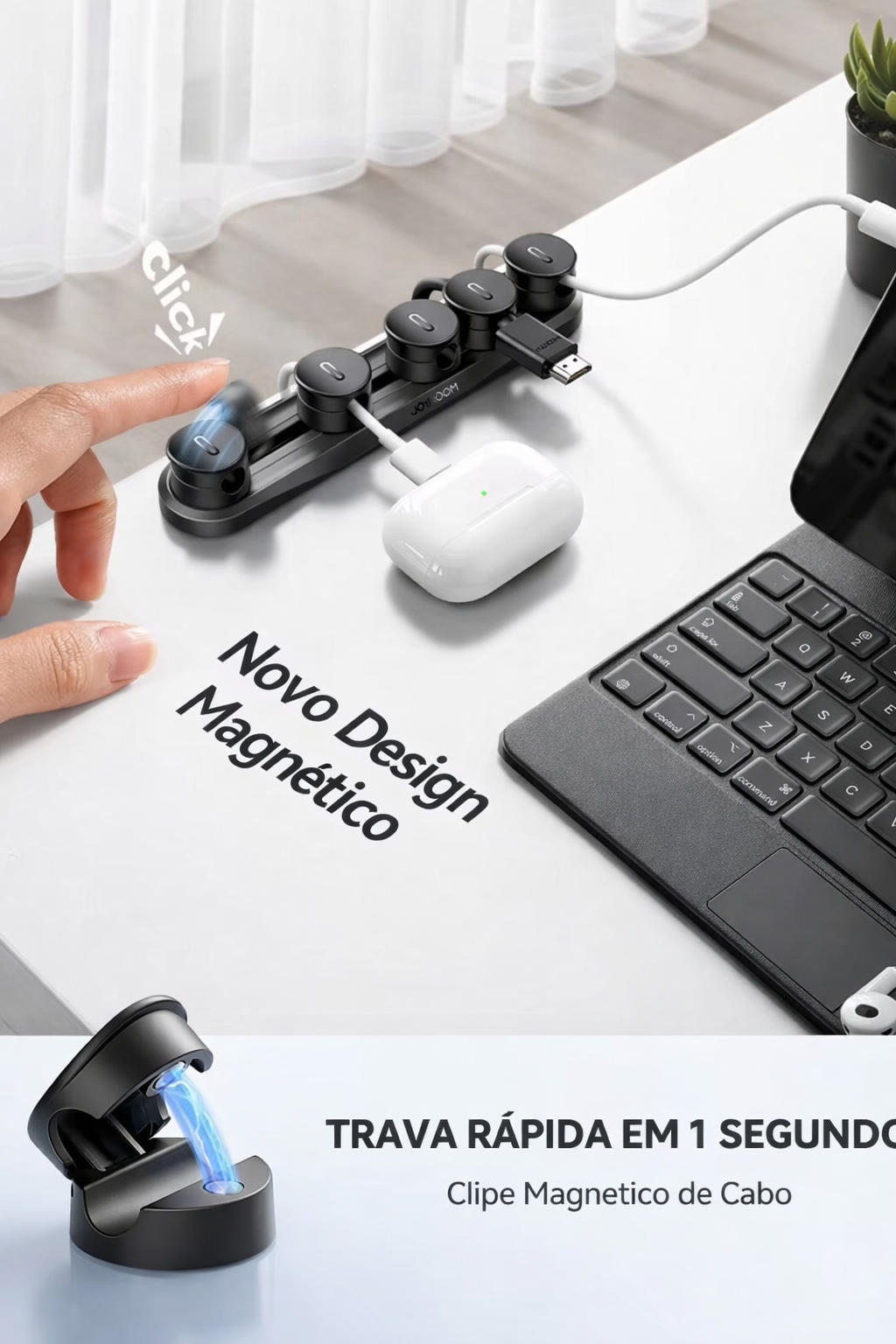 Organizador Magnético de Cabos – Mesa Sempre Organizada