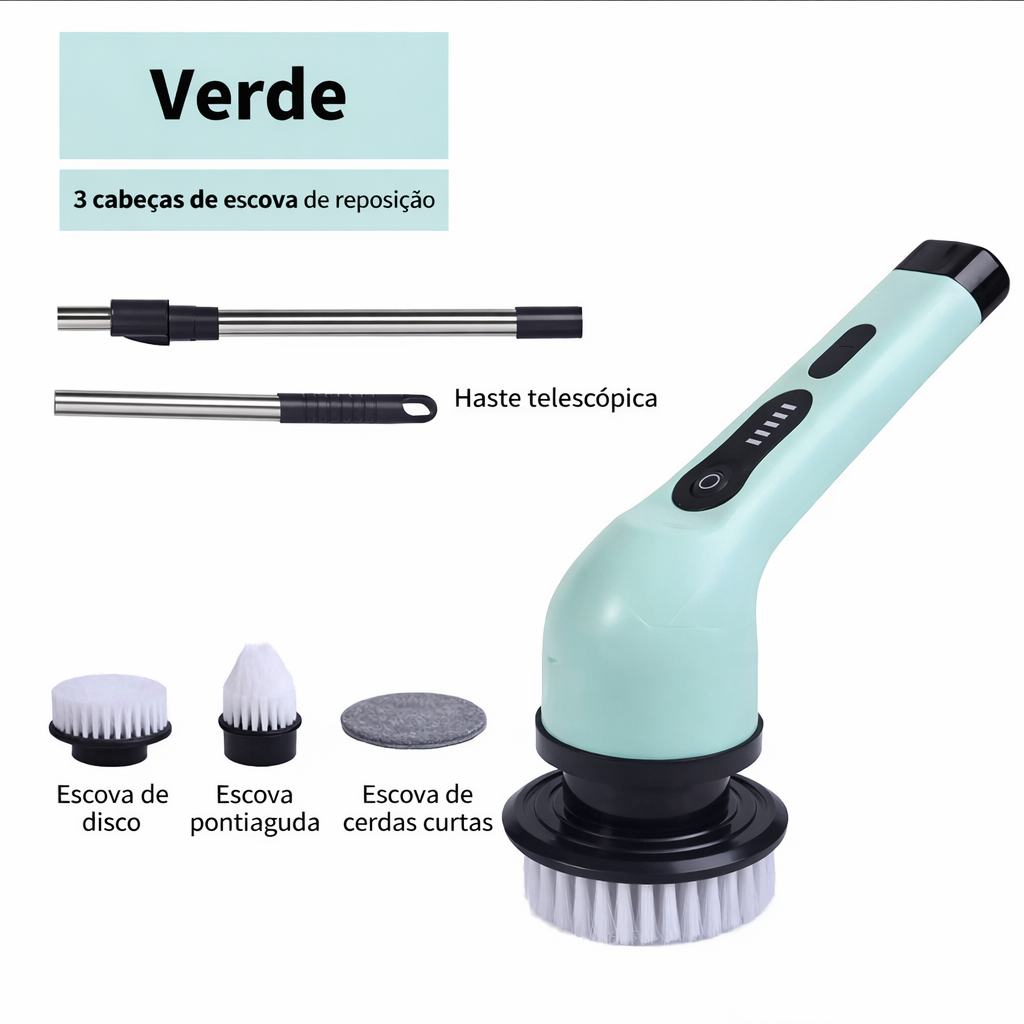 Escova Elétrica de Limpeza 9 em 1 Recarregável – Limpeza Profunda Sem Esforço