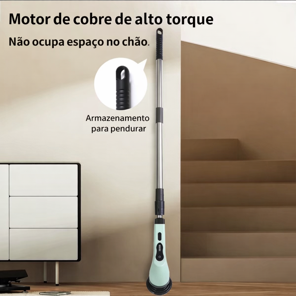 Escova Elétrica de Limpeza 9 em 1 Recarregável – Limpeza Profunda Sem Esforço