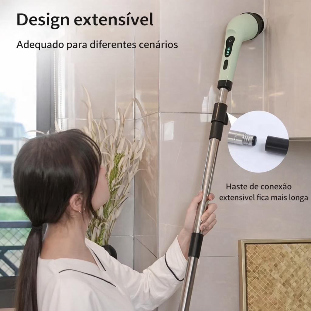 Escova Elétrica de Limpeza 9 em 1 Recarregável – Limpeza Profunda Sem Esforço