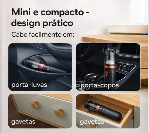 MINI ASPIRADOR PORTÁTIL SEM FIO- LIMPEZA PODEROSA PARA CARRO E CASA