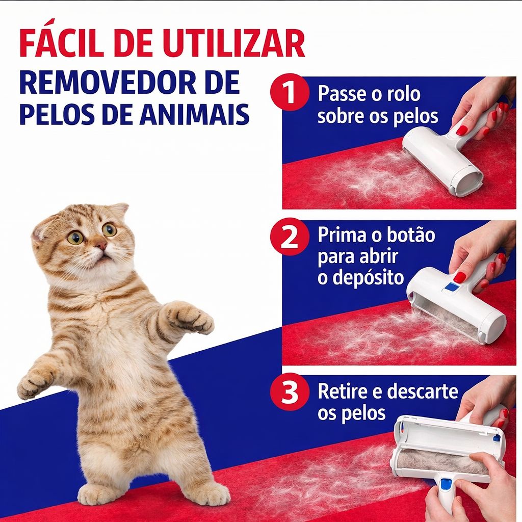 ROLO REMOVEDOR DE PELO DE ANIMAIS REULTILIZÁVEL- LIMPEZA RAPIDA PARA SOFAS, ROUPA E CARRO